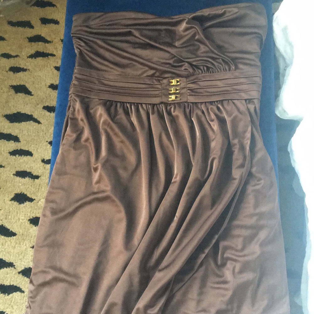 Arden B chocolate strapless dress